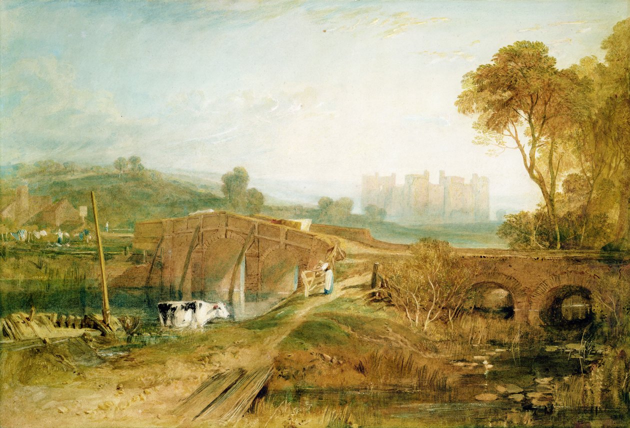Bodiam Castle, Sussex (tužka a čb s arabskou gumou na papíře) od Joseph Mallord William Turner