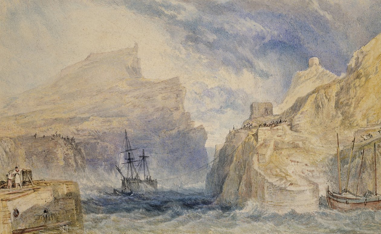 Boscastle, Cornwall, cca 1824 (akvarel přes grafit s perem a černým inkoustem) od Joseph Mallord William Turner