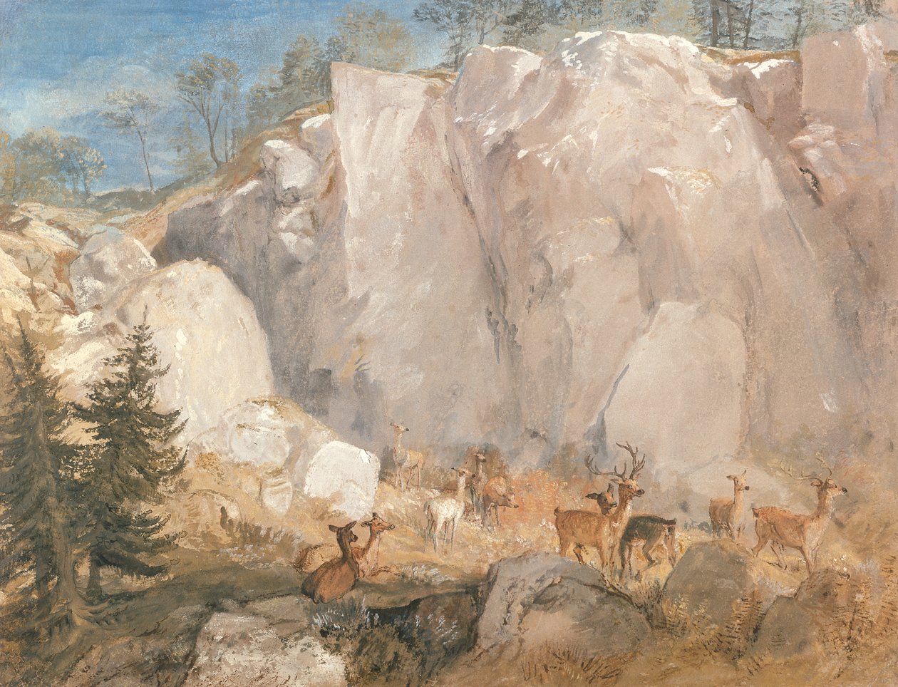 Caley Crags s jelenem, kolem roku 1818 od Joseph Mallord William Turner