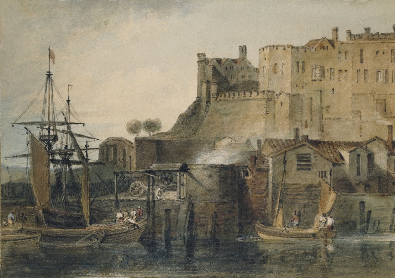 Chester Castle, c. 1805 (akvarel přes grafit, s perem a inkoustem a škrábáním) od Joseph Mallord William Turner