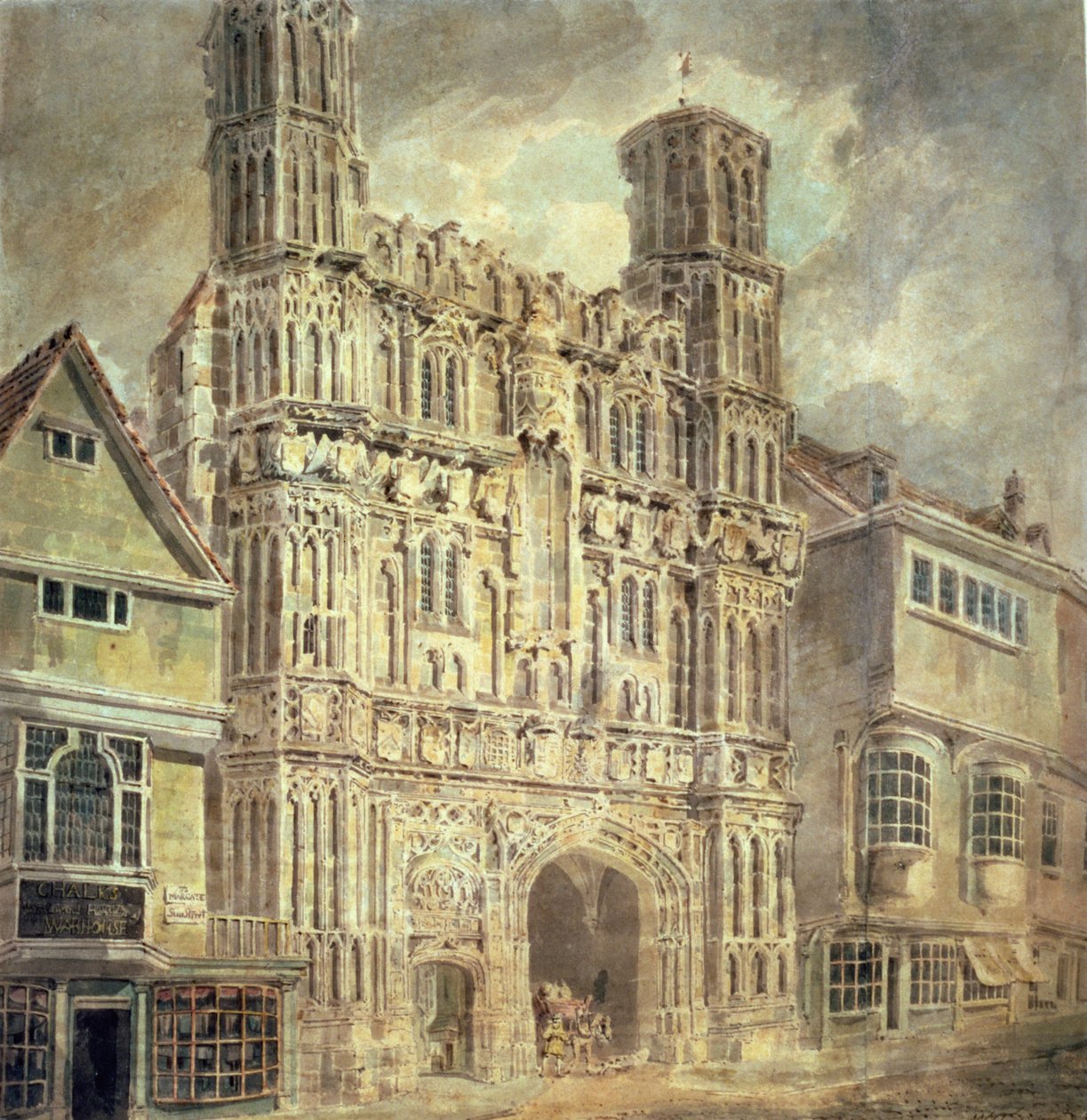 Christchurch Gate, Canterbury, kolem 1792-93 od Joseph Mallord William Turner