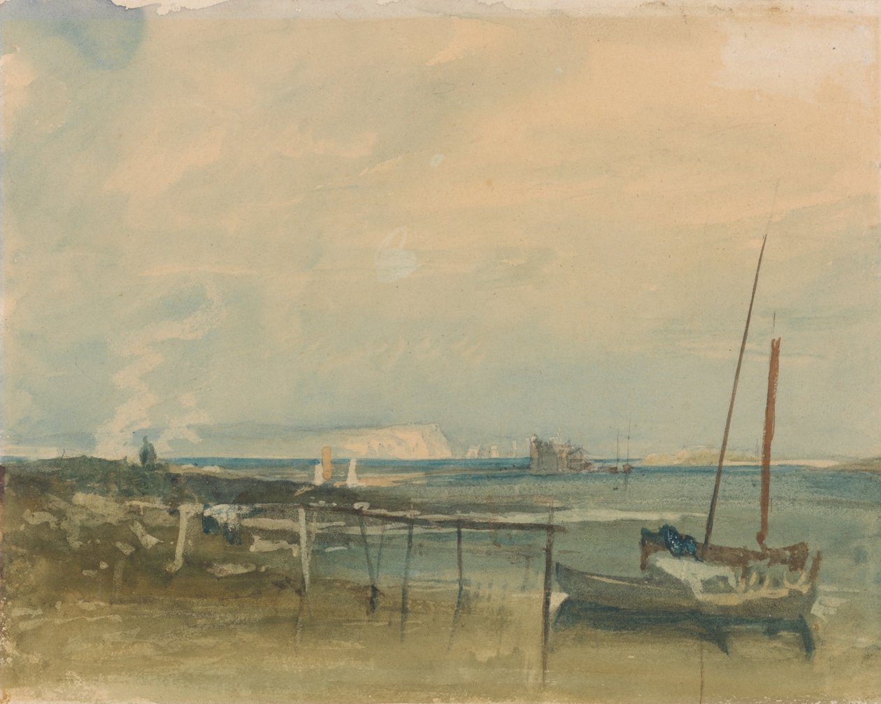 Pobřežní scéna s bílými útesy a loděmi na pobřeží od Joseph Mallord William Turner