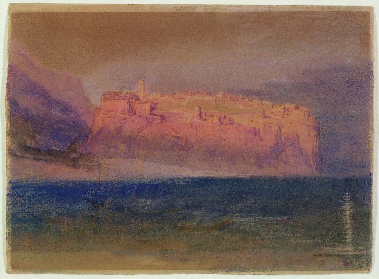 Korsika, (Monaco) cca 1830-35 (wc na hnědém papíře) od Joseph Mallord William Turner