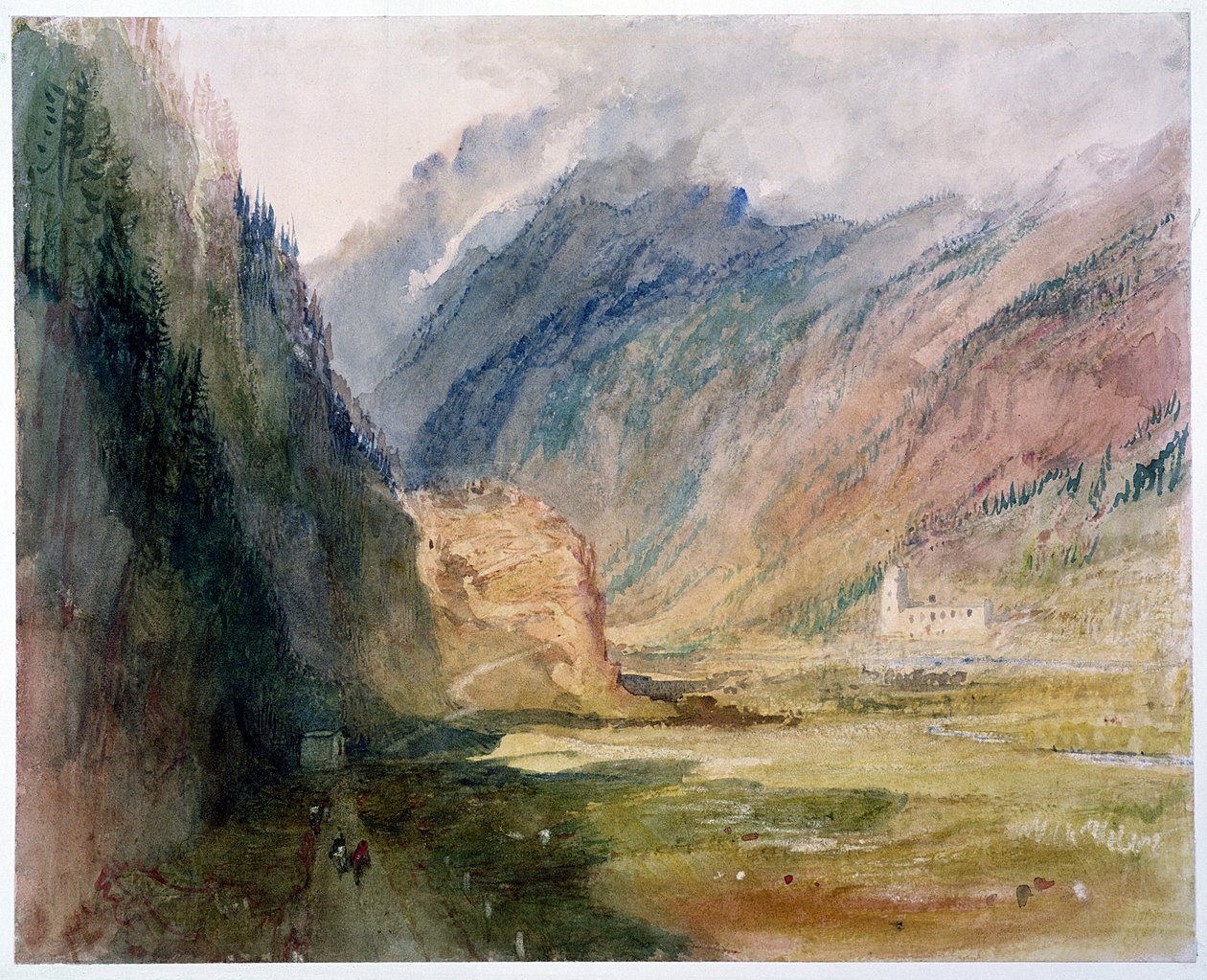 Couvent du Bonhomme, Chamonix, c.1836-42 (Wc s škrábáním na papíře) od Joseph Mallord William Turner