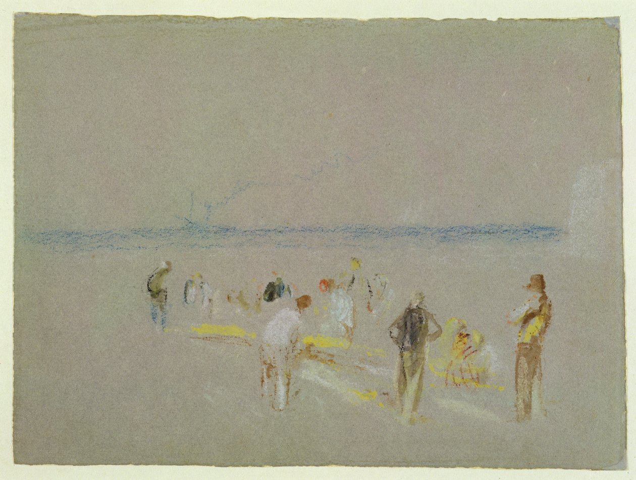 Kriket na Goodwin Sands (křída, wc a tělová barva na papíře) od Joseph Mallord William Turner