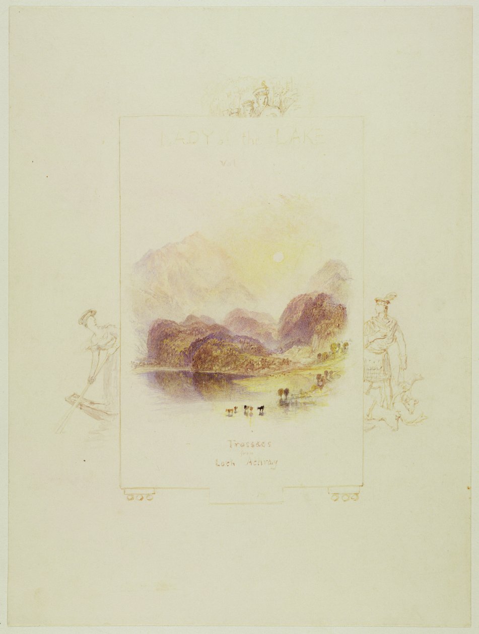 Návrh ilustrace pro „Lady of the Lake“ od Waltera Scotta, Loch Achray (tužka, pero a inkoust a wc na papíře) od Joseph Mallord William Turner