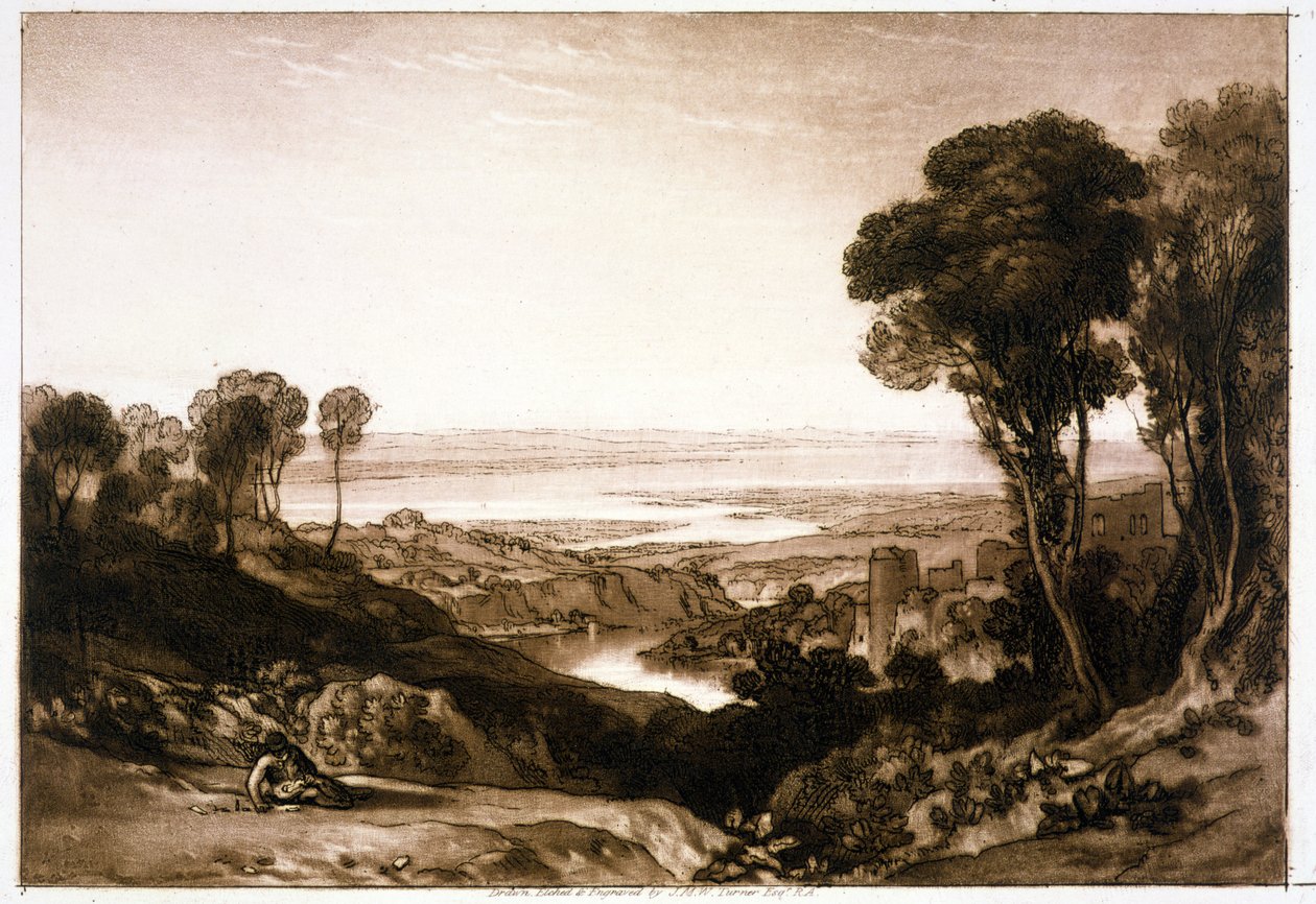 F.28.I Soutok Severnu a Wye, z "Liber Studiorum", 1811 od Joseph Mallord William Turner