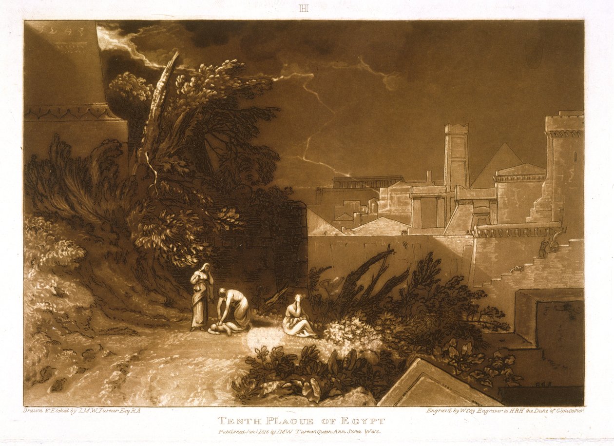 F.61.I Desátá egyptská rána, z „Liber Studiorum“, vyryl William Say, 1816 od Joseph Mallord William Turner