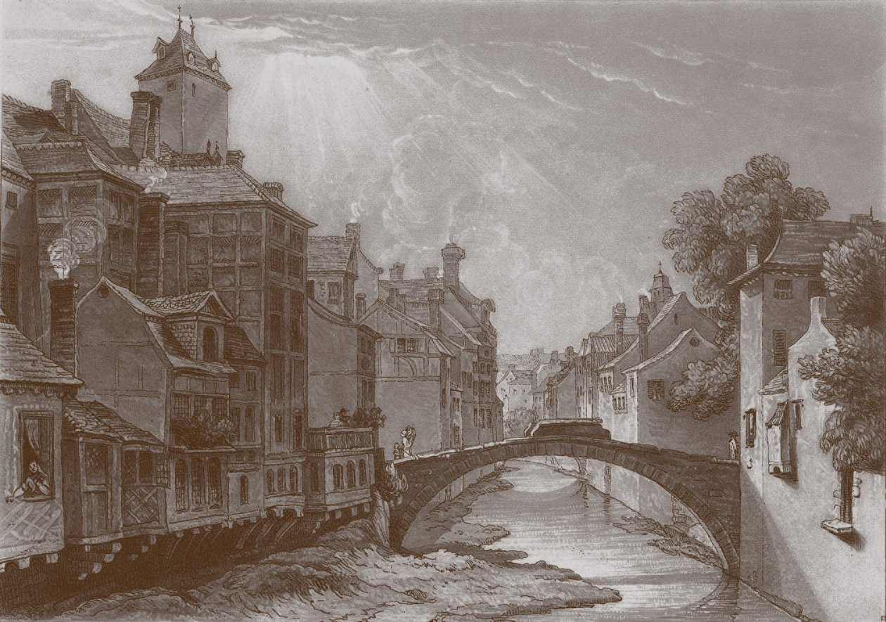 Rytina mostu přes potok v Lutychu od Joseph Mallord William Turner