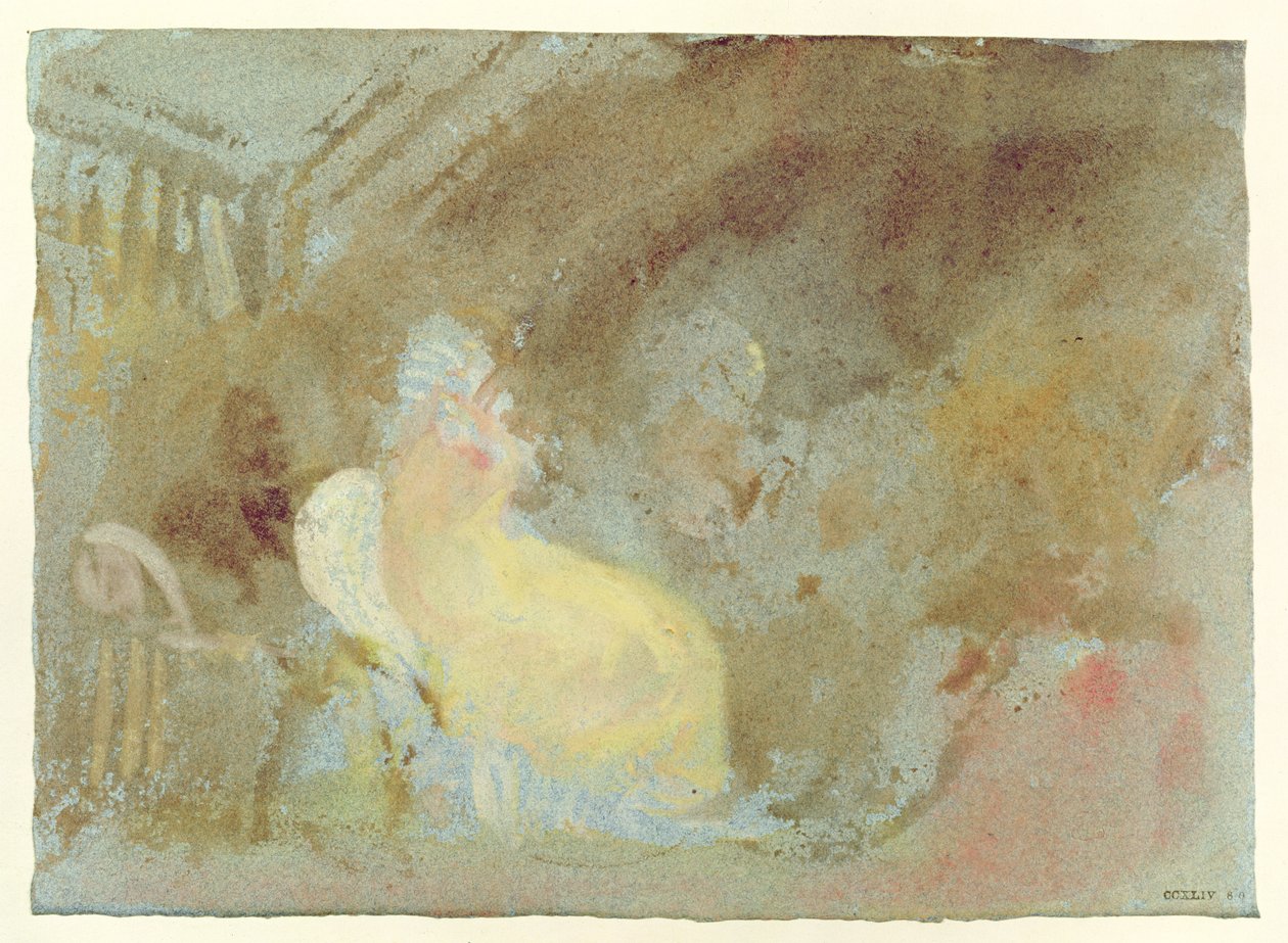 Interiér v Petworth se sedící figurkou, 1830 (kvaš) od Joseph Mallord William Turner