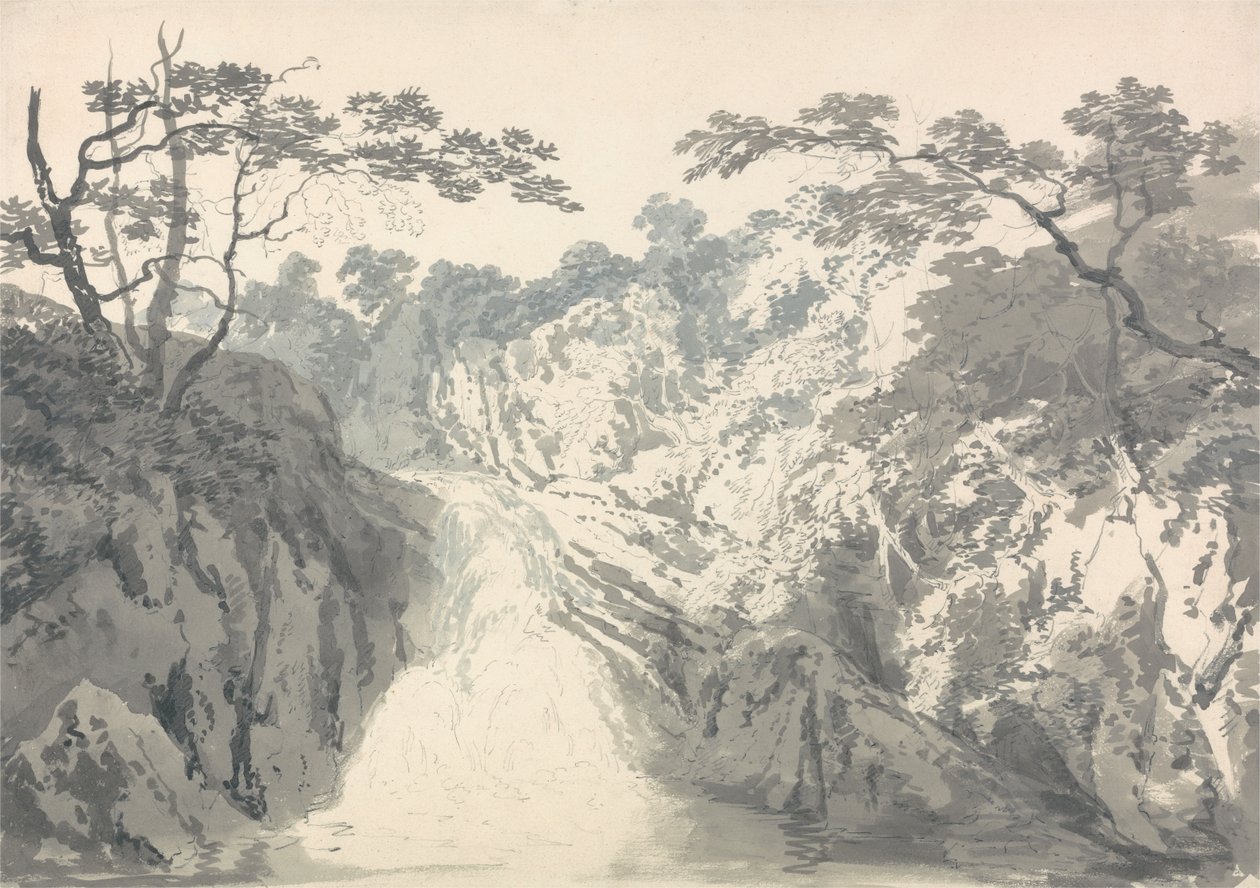 Krajina s vodopádem od Joseph Mallord William Turner