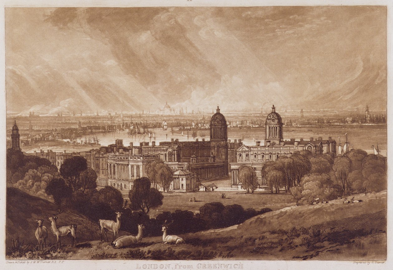 Londýn z Greenwiche, vyryl Charles Turner (1773-1857) 1811 od Joseph Mallord William Turner