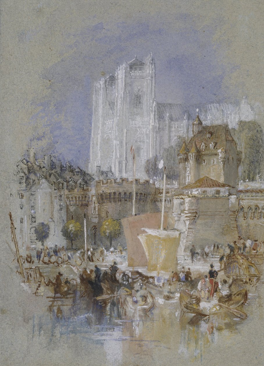 Nantes, 1826 - 1830 (akvarel s tělovou barvou a perem a černohnědým inkoustem) od Joseph Mallord William Turner
