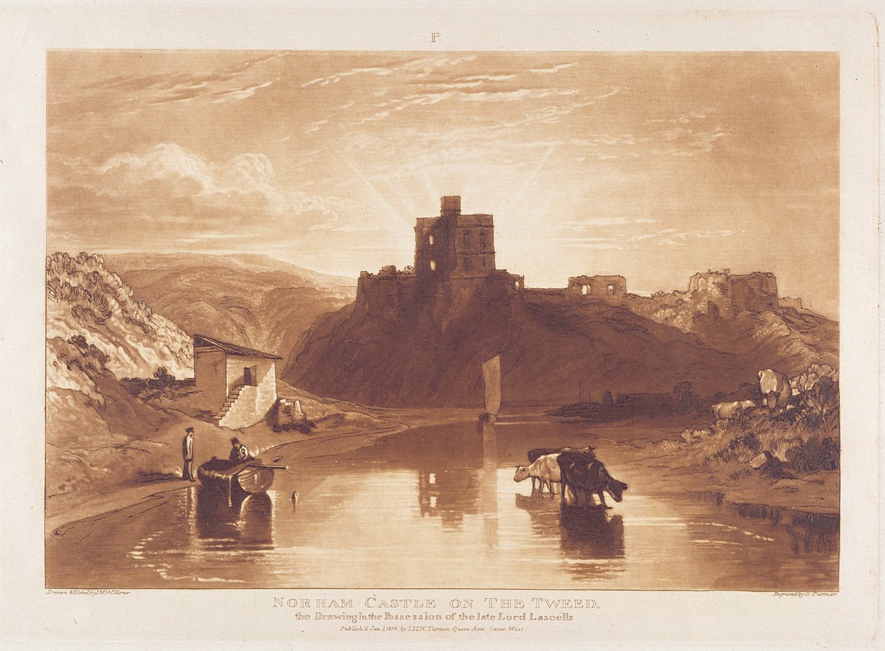 Norham Castle, vyrytý Charles Turner (1773-1857) 1859-61 od Joseph Mallord William Turner