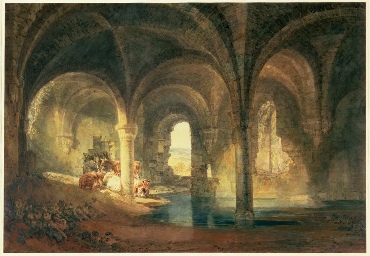 Refektář opatství Kirkstall, kolem roku 1798 od Joseph Mallord William Turner