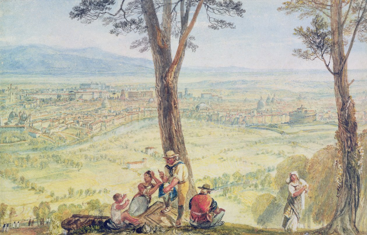 Řím z Monte Maria, asi 1818 (čb na papíře) od Joseph Mallord William Turner