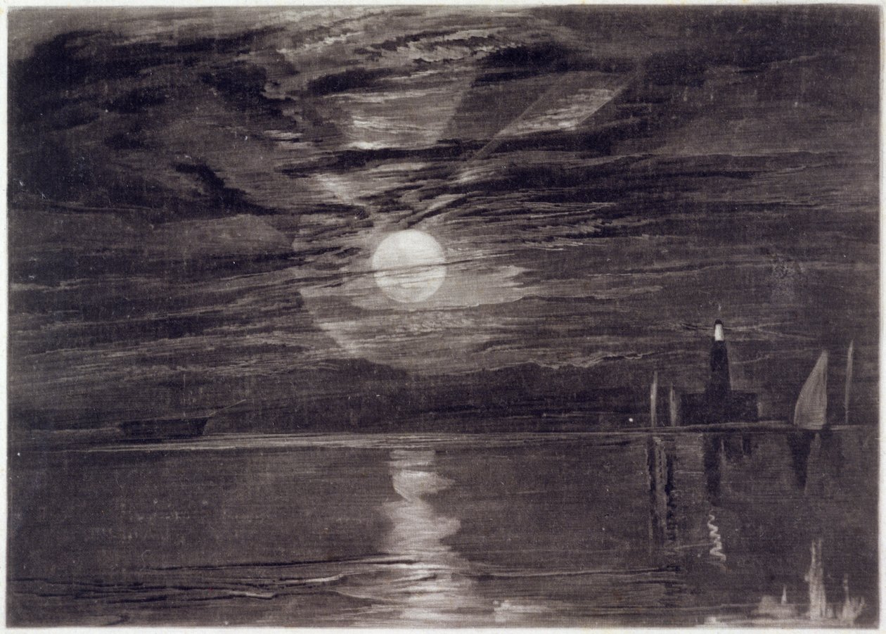 Shields Lighthouse, cca 1825 (mezzotinta) od Joseph Mallord William Turner