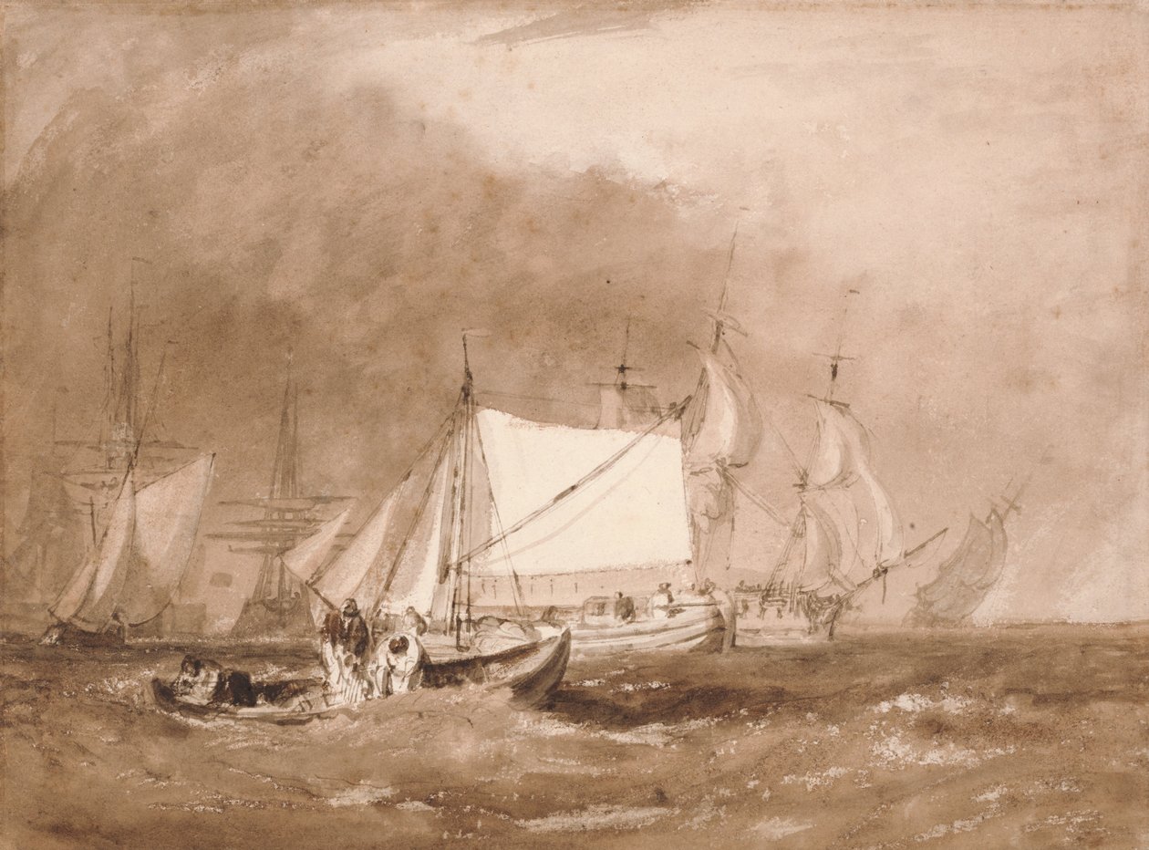 Námořní scéna s rybáři od Joseph Mallord William Turner