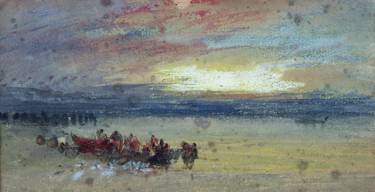 Pobřežní scéna, západ slunce od Joseph Mallord William Turner