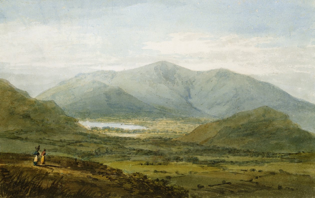Skiddaw z údolí Newlands, jezero Bassenthwaite v dálce (tužka a wc na papíře) od Joseph Mallord William Turner