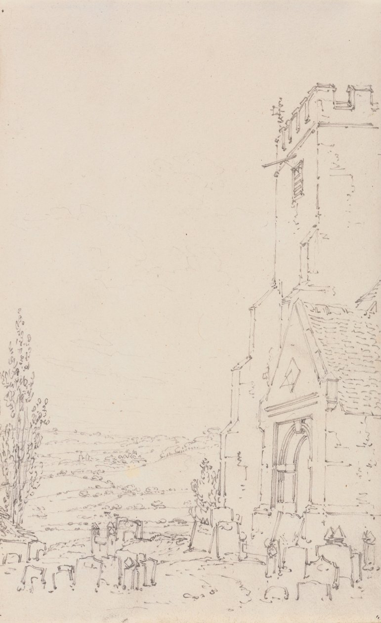 Jižní veranda a věž neidentifikovaného kostela od Joseph Mallord William Turner