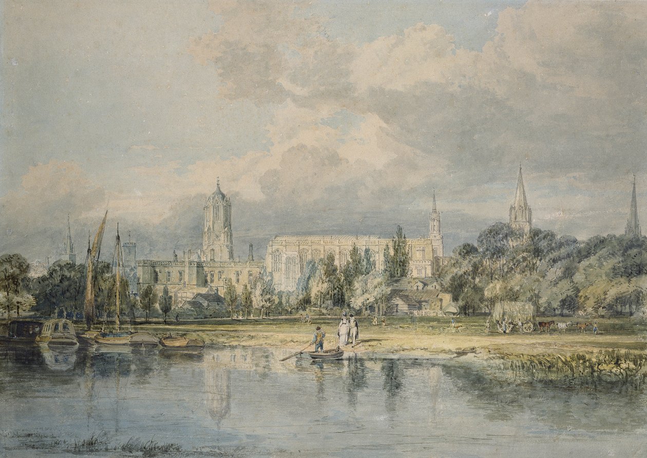 Jižní pohled na kostel Christ Church z louky, 19. století (tužka a čb na papíře) od Joseph Mallord William Turner