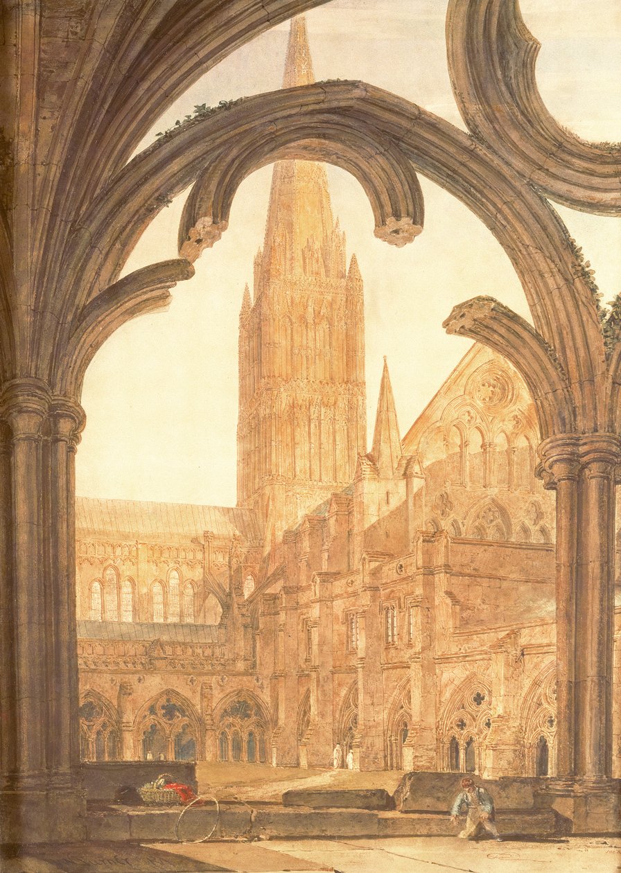 Jižní pohled na katedrálu v Salisbury z křížové chodby, 1802 od Joseph Mallord William Turner