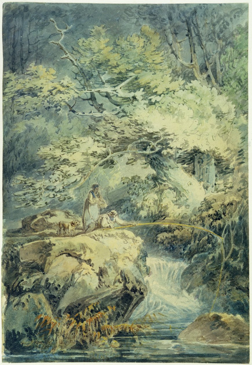 The Angler, 1794 (wc nad grafitem na papíře) od Joseph Mallord William Turner