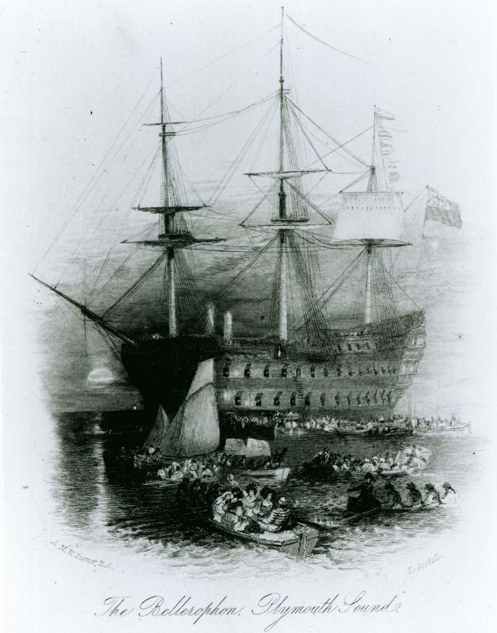 Bellerophon v Plymouth Sound v letech 1815, 1834-36 od Joseph Mallord William Turner