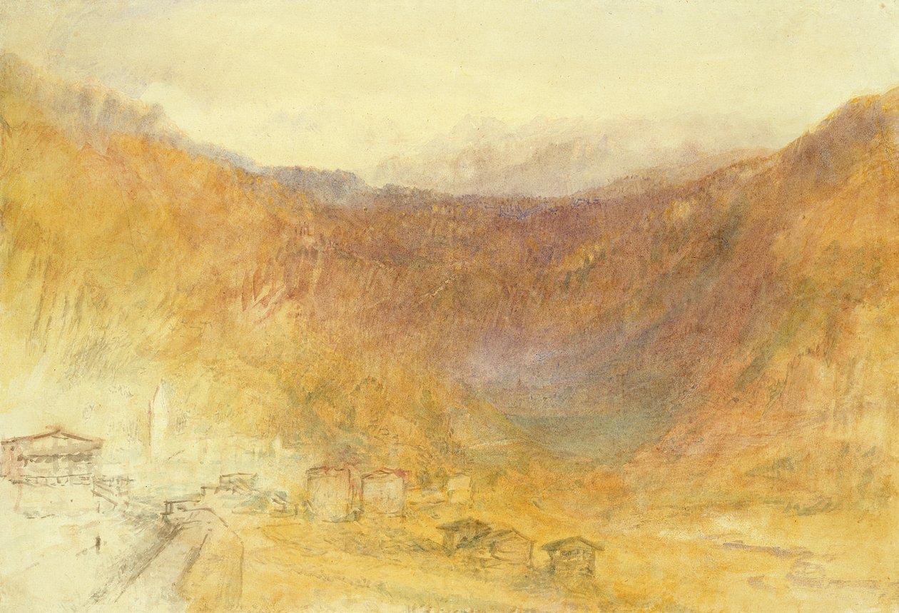 Průsmyk Brunig z Meiringen, Švýcarsko (Wc na papíře) od Joseph Mallord William Turner