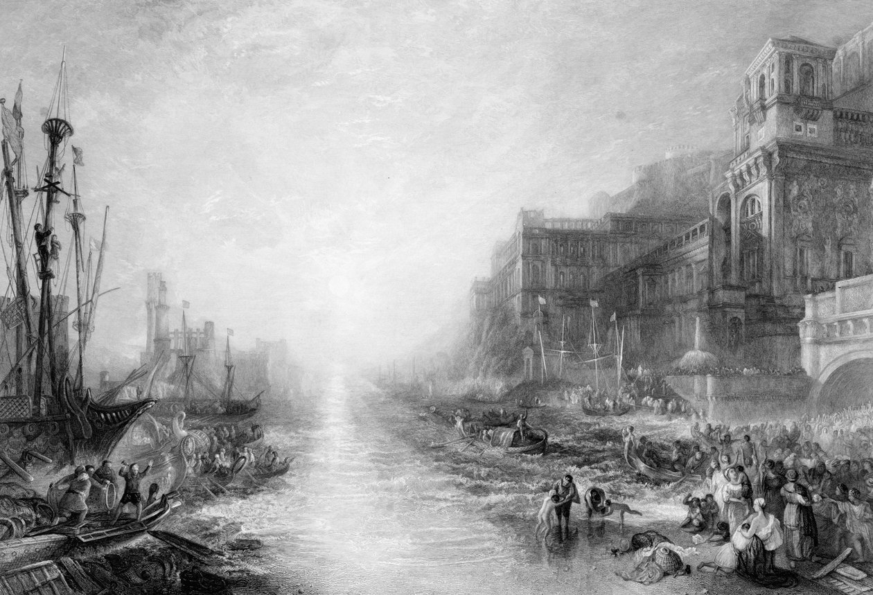 Nalodění Regulus, starověké Kartágo, vyryl Daniel Wilson (1816-92), 1838-52 od Joseph Mallord William Turner