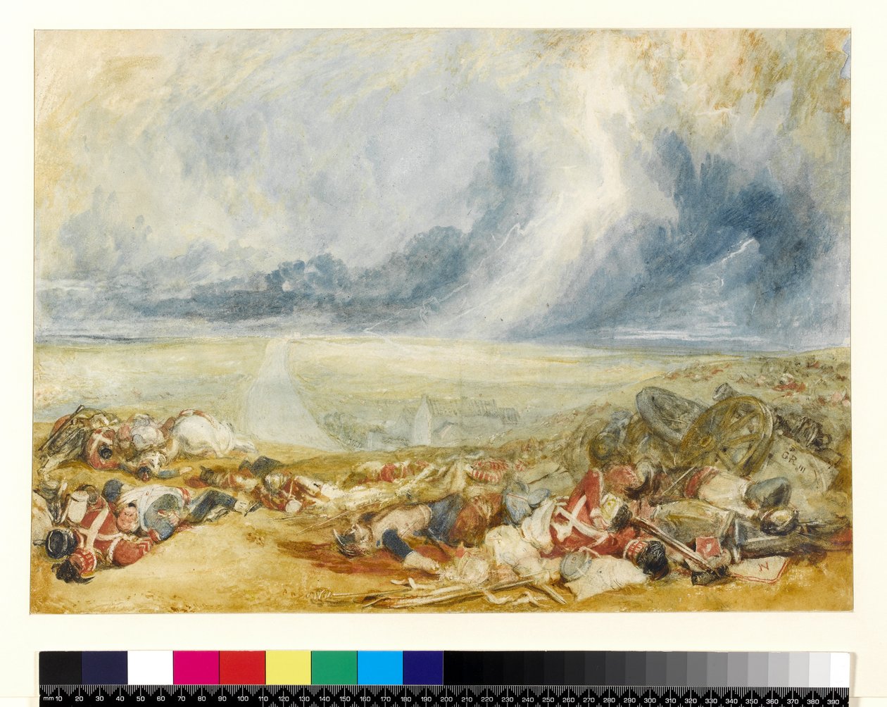 Pole u Waterloo, asi 1817 (čb na papíře tužkou) od Joseph Mallord William Turner