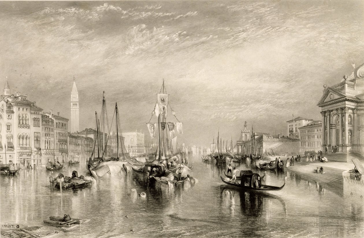 Canal Grande, Benátky, vyrytý William Miller (1796-1882) 1838-52 od Joseph Mallord William Turner