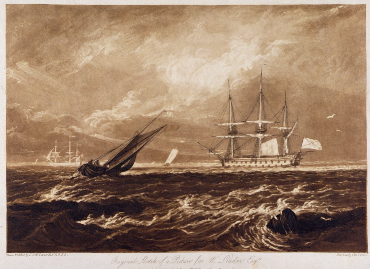The Leader Sea Piece, vyrytý Charles Turner (1773-1857) 1859-61 od Joseph Mallord William Turner