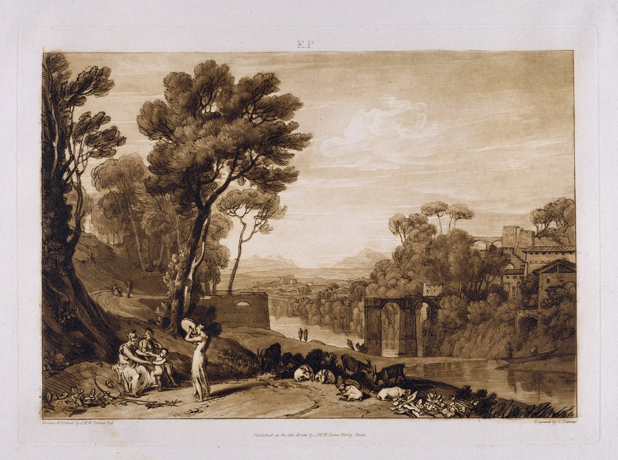 Žena a tamburína, vyryl Charles Turner (1773-1857) 1853-74 od Joseph Mallord William Turner