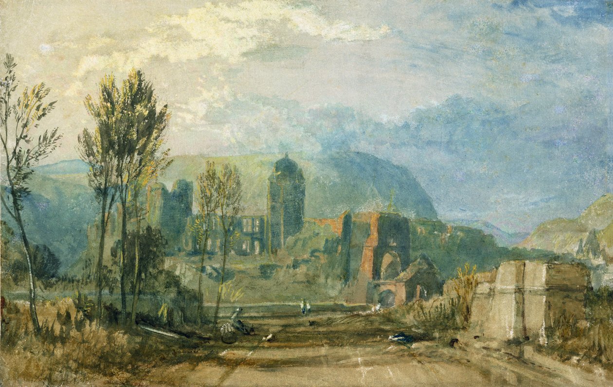 Tours, Sunset: Looking Backwards, cca 1826-30 (kvaš a wc s perem a inkoustem přes grafit na papíře) od Joseph Mallord William Turner