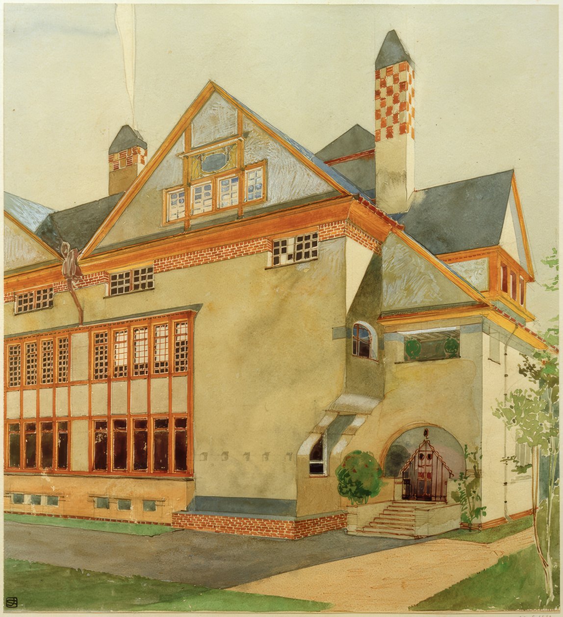 Studie pro dvojdomek Stade od Joseph Maria Olbrich