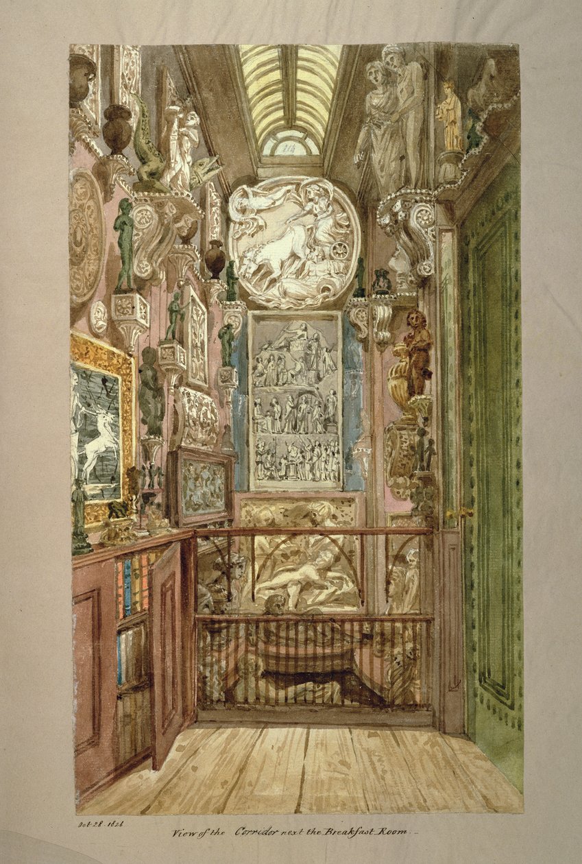 Pohled na chodbu vedle jídelny, 28. října 1826 od Joseph Michael Gandy