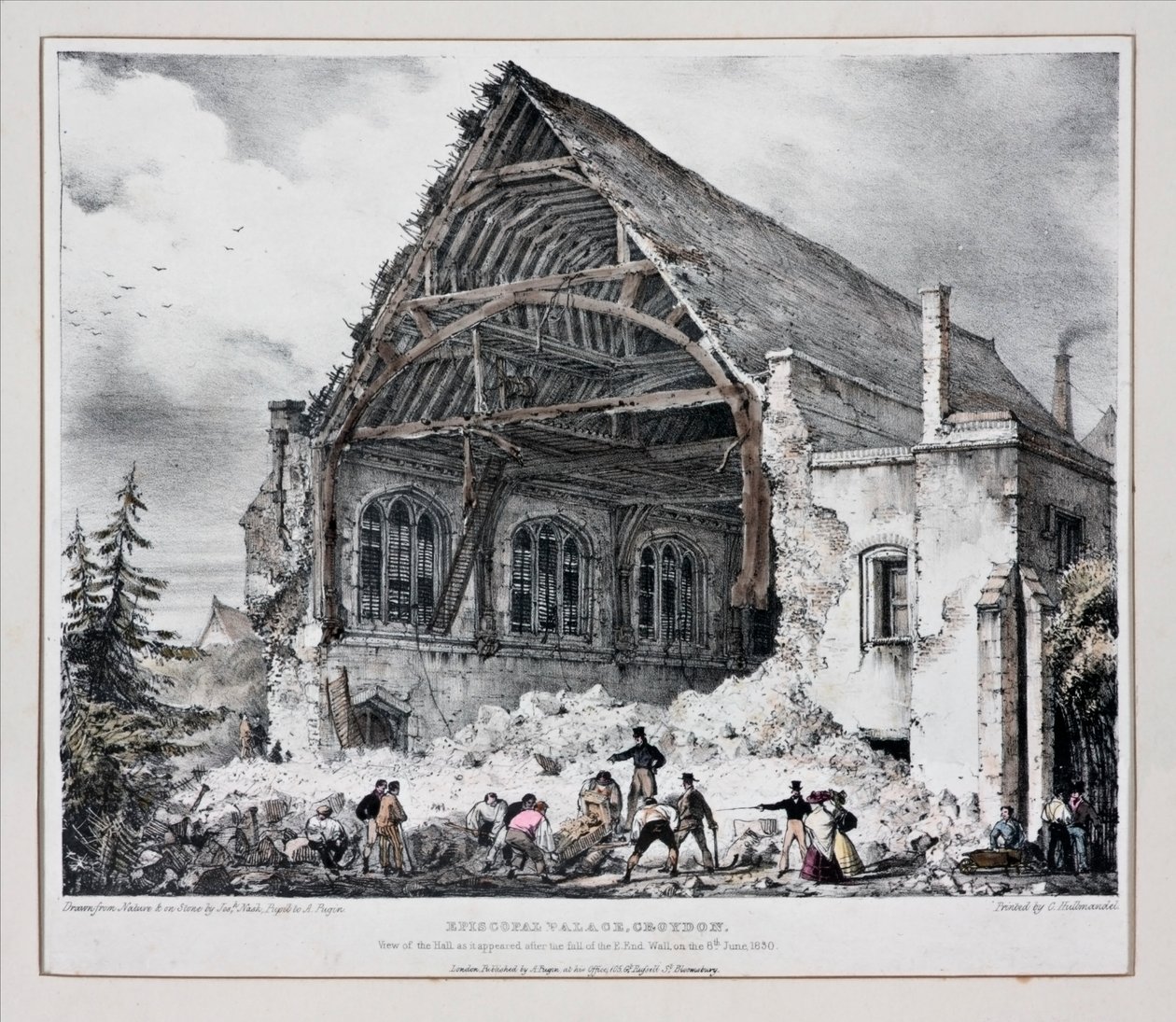 Biskupský palác, Croydon, kolem roku 1830 (tisk) od Joseph Nash