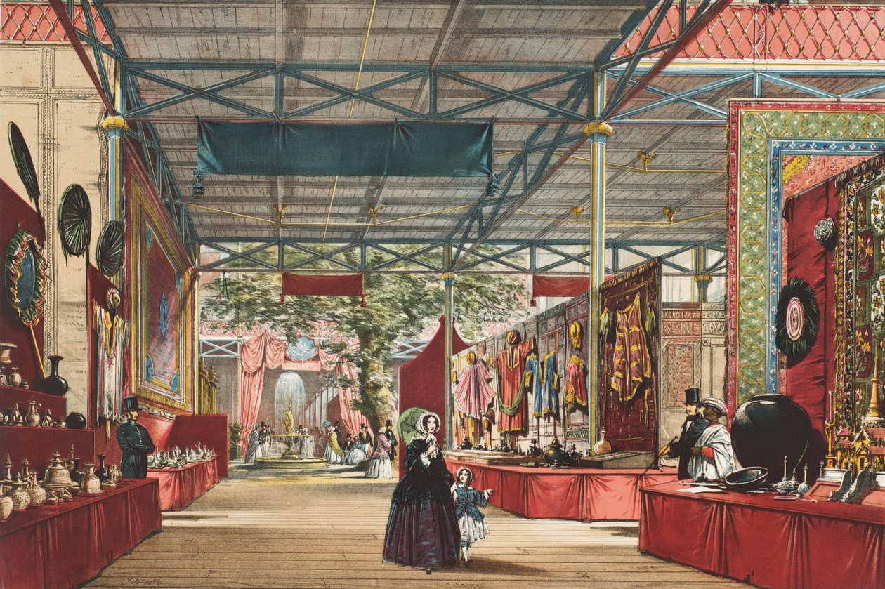 Pohled na Velkou výstavu z roku 1851: Indiánská expozice, 1854 od Joseph Nash