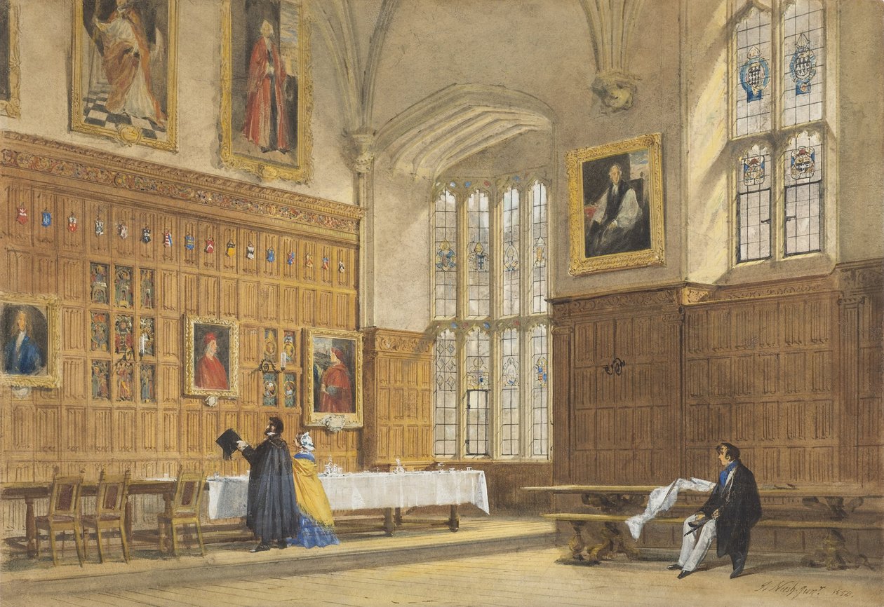 Pohled na jídelnu na Magdalen College v Oxfordu od Joseph Nash
