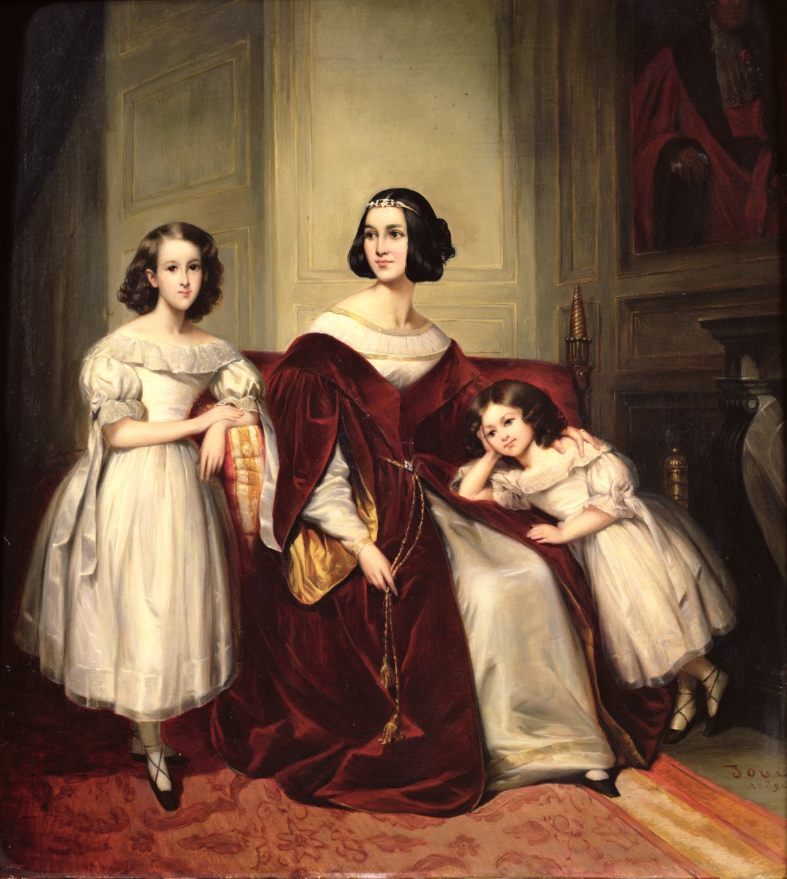 Madame de Nonjon a její dvě dcery, 1839 od Joseph Nicolas Jouy