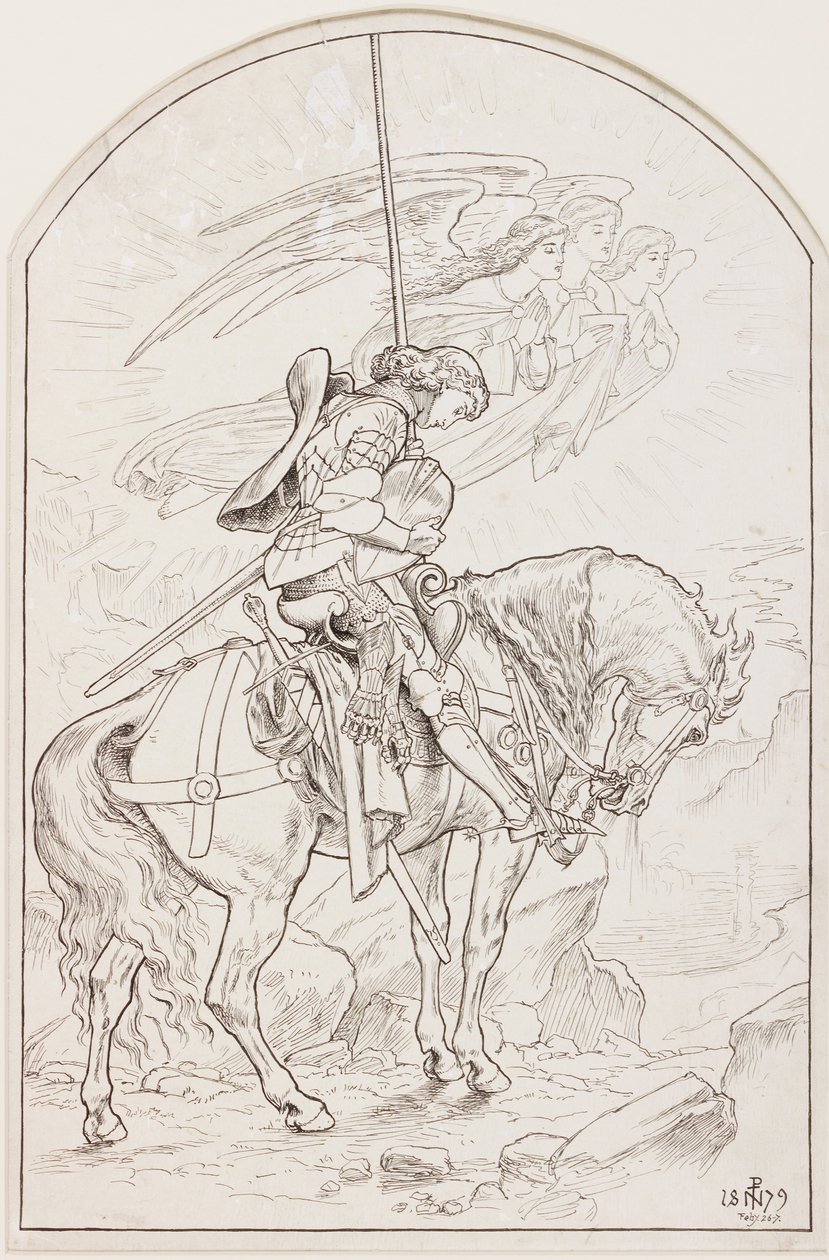 Náčrt pro „Sir Galahad“ (inkoust na papíře) od Joseph Noel Paton