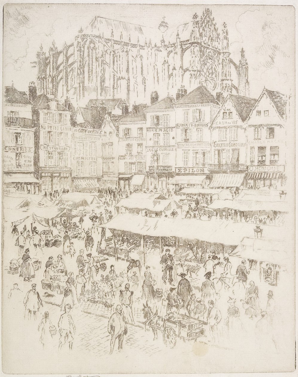La Place, Beauvois, 1907 od Joseph Pennell