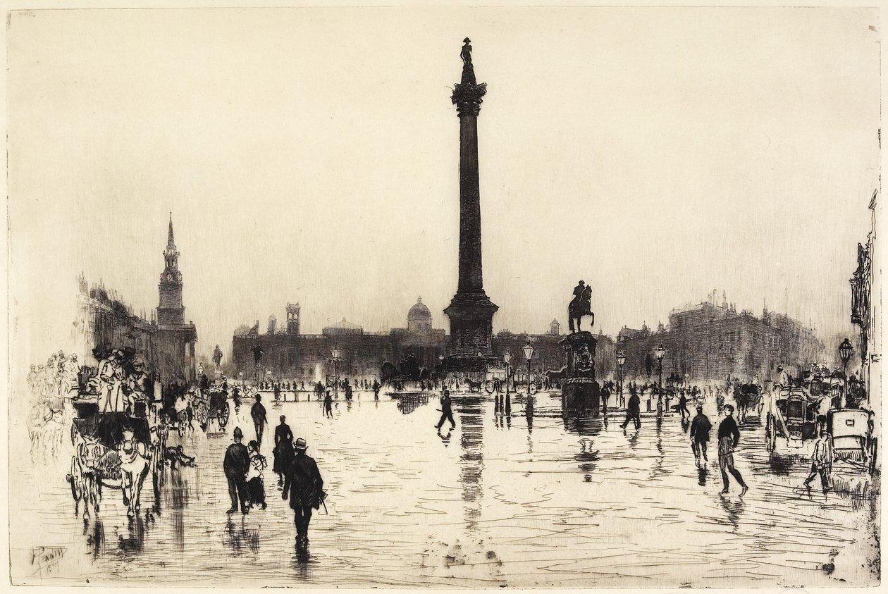 Nelsonův pomník, Trafalgar Square, Londýn, 1887 od Joseph Pennell