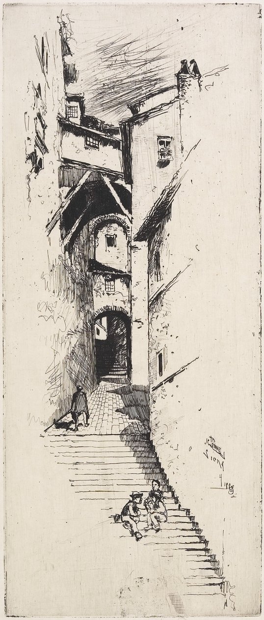 Ulice schodů, Siena, 1883 od Joseph Pennell