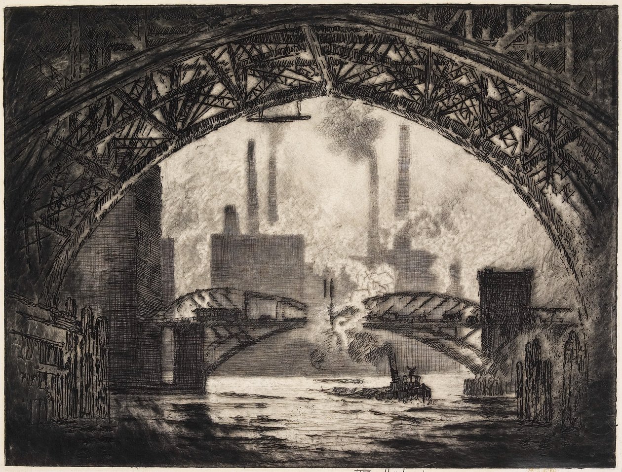 Under the Bridges, Chicago, 1910 od Joseph Pennell