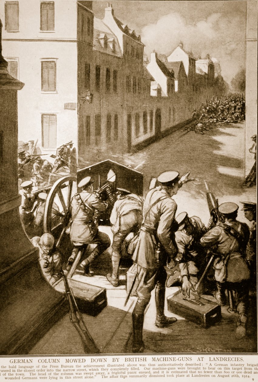Německá kolona pokosena britskými kulomety u Landrecies od Joseph Ratcliffe Skelton