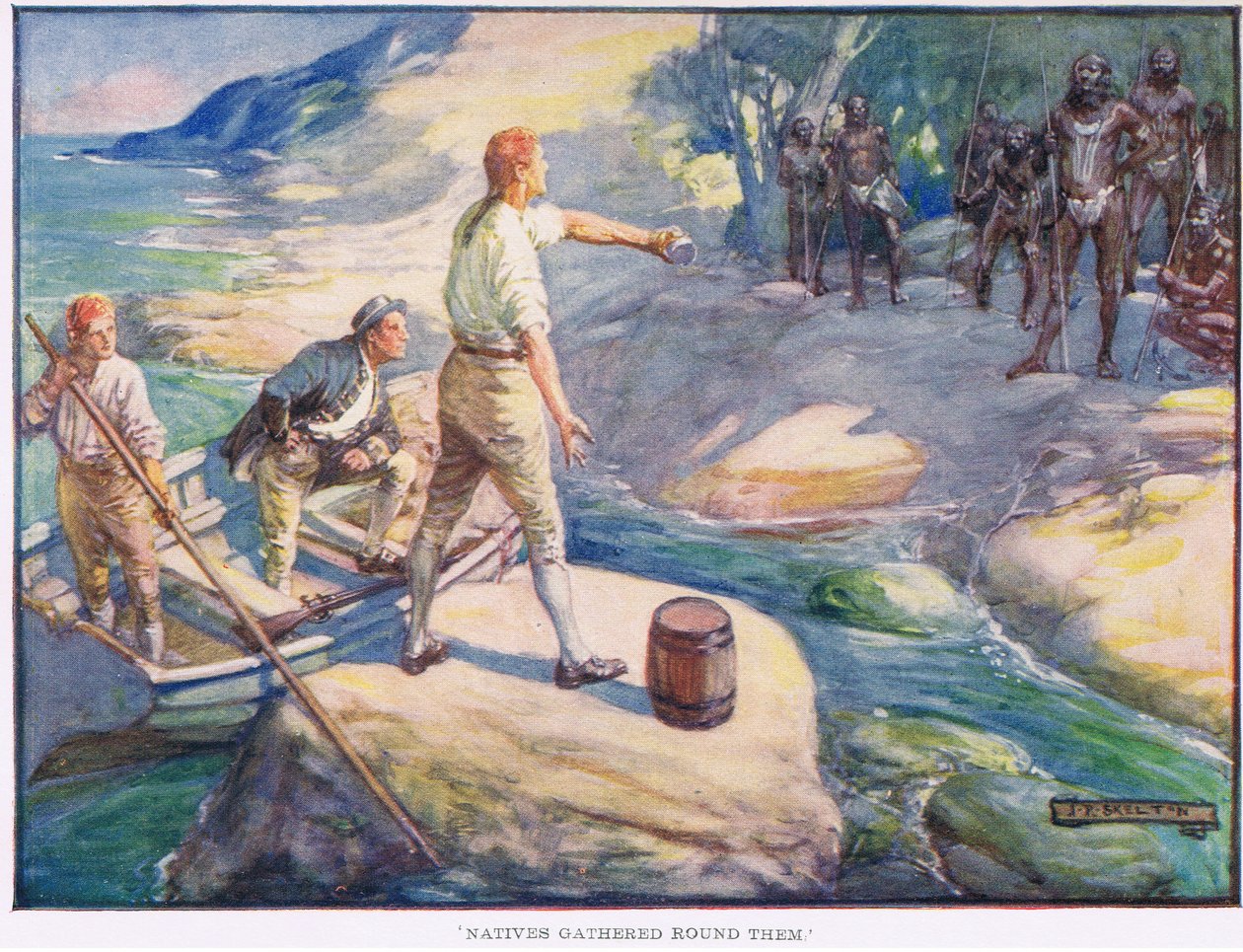 Kolem nich se shromáždili domorodci od Joseph Ratcliffe Skelton