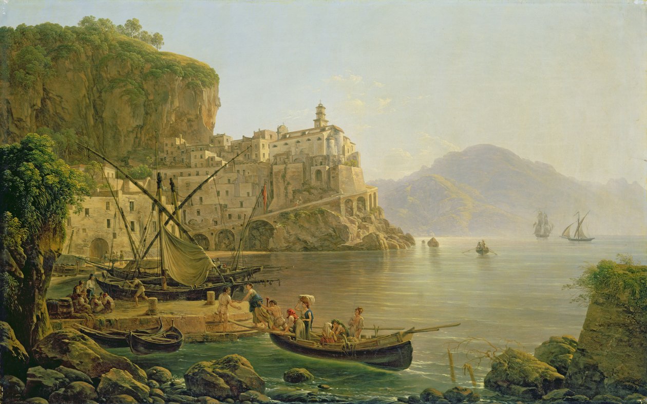 Pohled směrem k Atrani na Amalfi, 1817 od Joseph Rebell